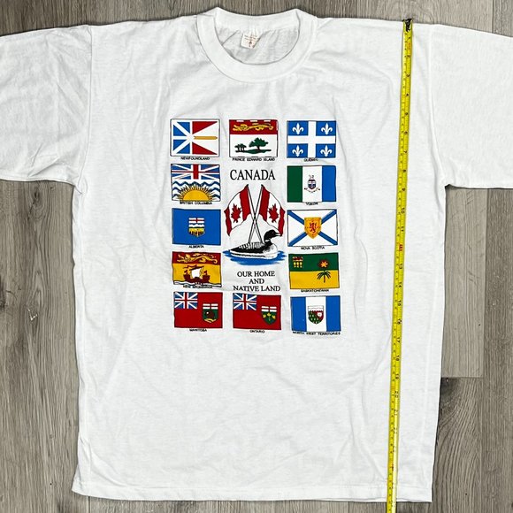 Canada Vintage 1990s Province Flags White Large T-Shirt - Picture 5 of 6